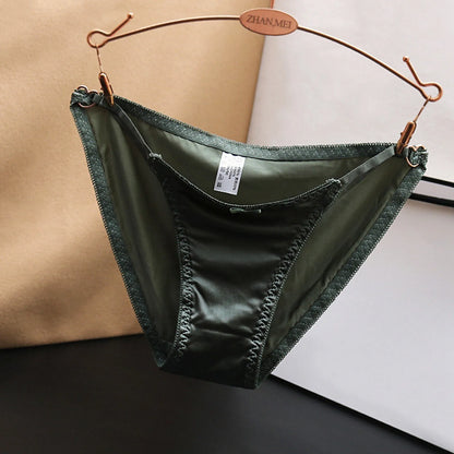 Comfortable Underwear Women French Bow Sexy Hollow Out Underpant For Women With Low Waist Seamless Satin Valentines Panties