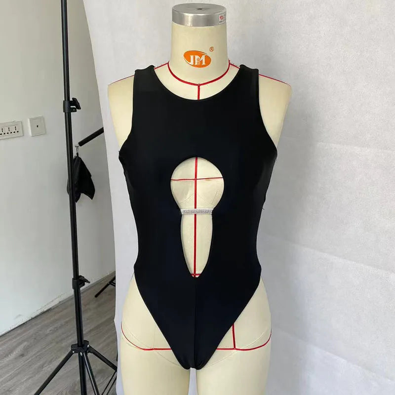 BEACHCICI Women's Bikini One Piece Summer Sexy  Simple Hollow Out Tank Round Neck Beach Holiday Swimwear