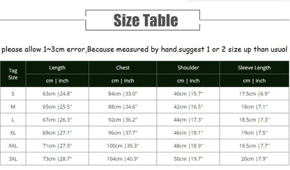 Size chart for EtherealBe Halloween printed t-shirt for women with measurements in centimeters and inches