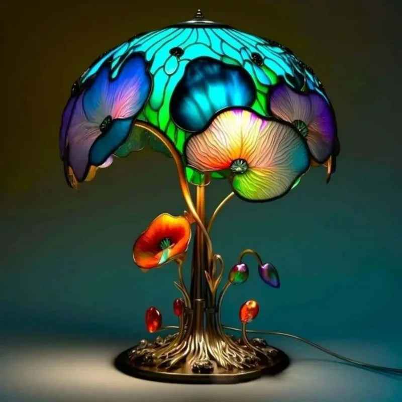 Illusionary Mushroom Table Lamp Colored Resin Plant Flower Series Snail Octopus Creative Color Bedside Retro Night Light