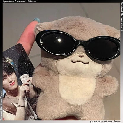 Mini Oval Sunglasses Labubu Fashion Transparent Plastic Glasses for Mini Plush Cotton Doll Kpop Idol Doll Sunglasses Accessories