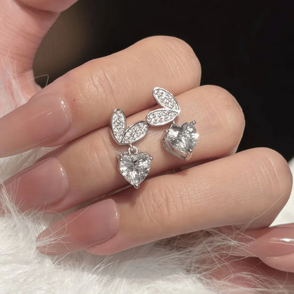 D Color 2ct Heart-Shaped Moissanite Earrings S925 Sterling Silver Ear Stud for Woman Party Anniversary High-End Jewelry Gift