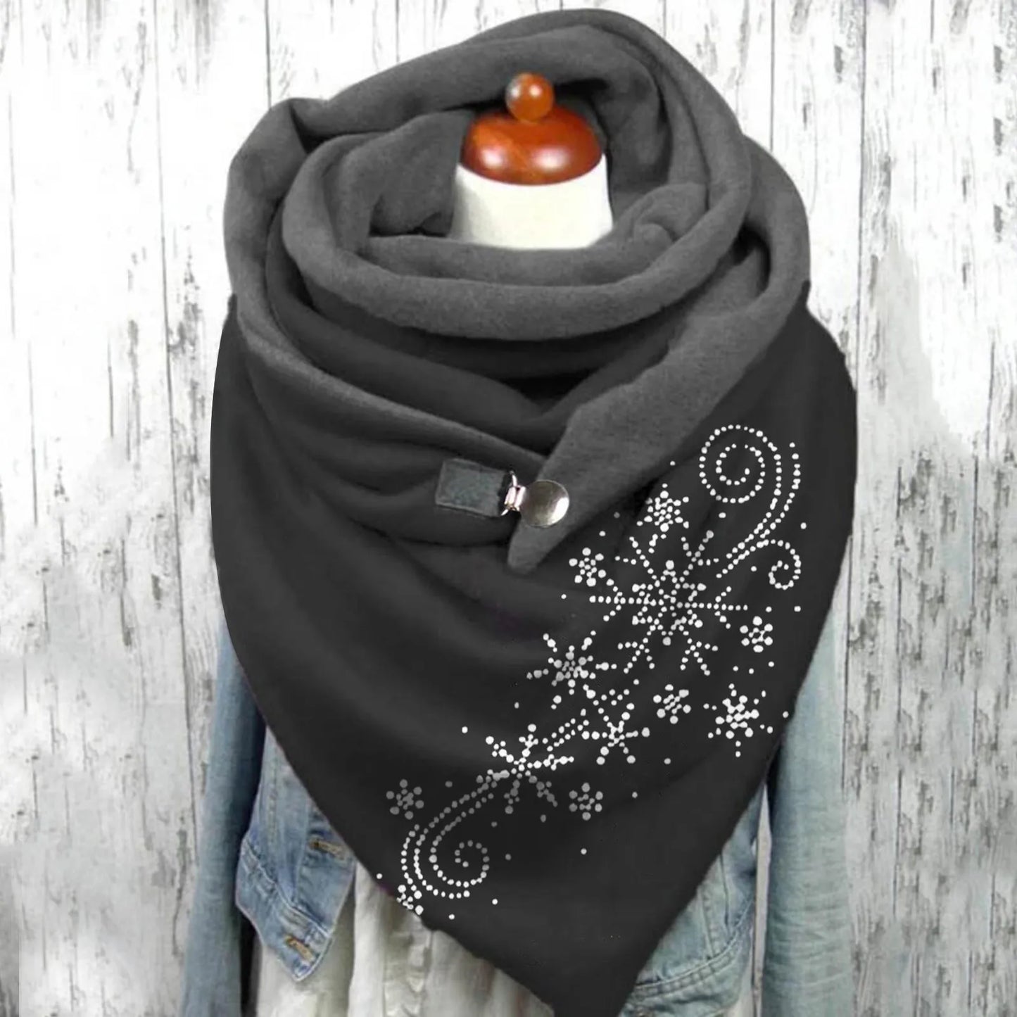 Fashion Scarf Graphic Music Note Print Square Scarves With Button Clasp Women Winter Warm Scarf Female Neck Warmer Blanket Wraps