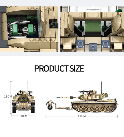 WW2 Military Leopard 2A4 Battle Tank Series Building Blocks Brick Model MOC Army Weapon Boy Set Kid Toy Childrens Christmas Gift