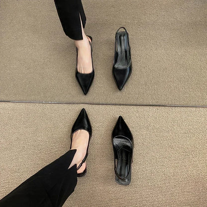 EtherealBe Mid Heel Pointed Toe Slingback Shoes