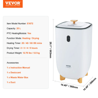 VEVOR Towel Warmer 20L/25L/35L Towel Warmer Bucket with Safety Shut Off Child Lock LED Screen for Bathroom Spa Bathrobe Blanket