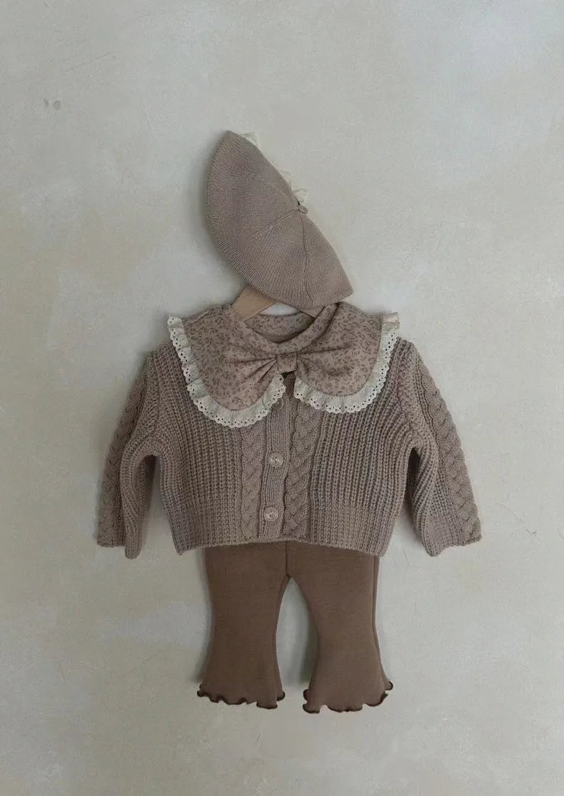 2024 Autumn New Baby Girl Long Sleeve T Shirts Infant Bow Bottoming Shirt Floral Casual Tops Toddler Kids Clothes Baby Tees