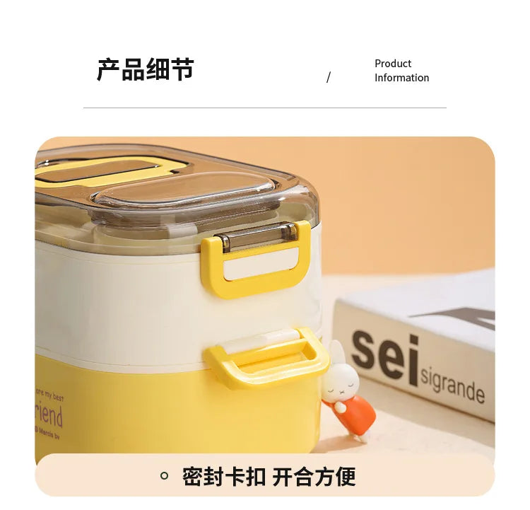 Kawaii Miffy Stainless Steel Divided Lunch Box Water Heated Student Lunch Box Cartoon Portable Bento Box Christmas Gift Toy