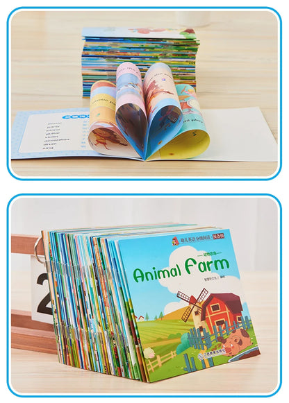 Kids 60 Pocket Books Set English Words Learning Book Enlightenment of Early Childhood Teaching Aids Bedtime Reading Montessori