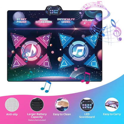 Kids Dance Mat Toy with Music Speed Modes Adjustable Dance Pad Competitive Kids Adults Electric Dancing Challenge Pad Floor Game