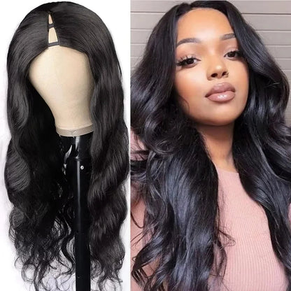 32 Inch Body Wave V Part Wig 200% Density Glueless Body Wave Brazilian 100 Human Hair Easy Install Upgrade Wig Natural Black Wig