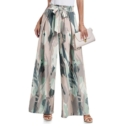 New 2024 Spring Summer Women Wide Leg Pants Casual High Waisted Long Skirt Pants For Girls Lace-Up Pants Брюки С Высокой Талией