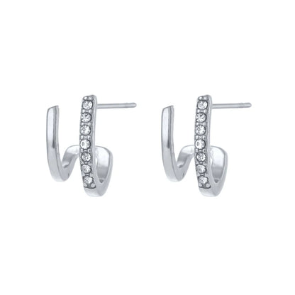 925 Sterling Silver Ear Needle Geometric Zircon Metal Earrings for women Shiny Crystal Luxury Small Stud Fashion Wedding Jewelry