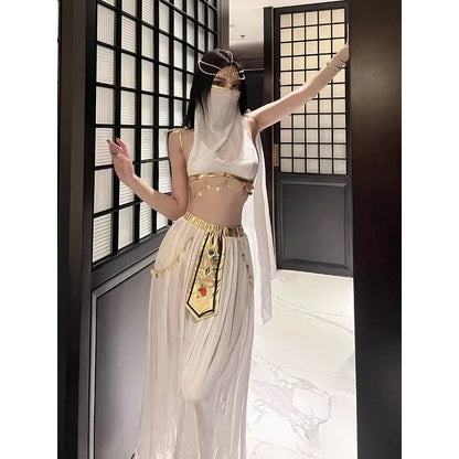 Role Playing Sexy Western Dance Girl Aladdin Peacock Princess Greek Goddess Costume Hot Egyptian Exotic Costume Performance Set