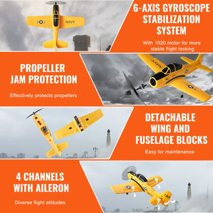 VEVOR RC Plane 2.4G 4CH Remote Control Airplane with 6-Axis Gyro Stabilizer Aircraft Toy RC Glider for Kids Beginners Boys Gifts
