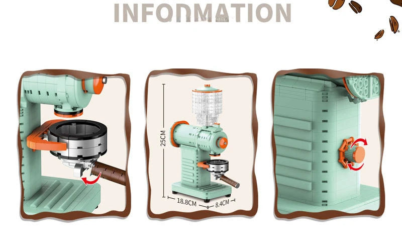 Classic Creative Coffee Machine Mini Diamond Model Building Blocks  City Friend Bricks Toys for Kids Adult Gifts