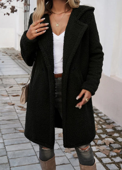 2024 Autumn and Winter Temperament Casual Loose Hooded Knitted Jacket Women's Clothing Пальто Женское