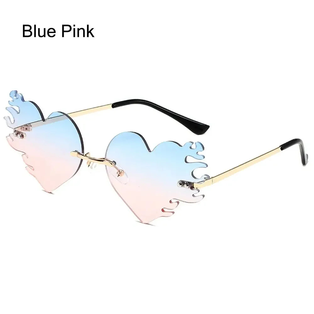 Mushroom Shape Sunglasses Irregular Rimless Sun Glasses Trendy Fun Sunglasses for Women Men Halloween Party Cosplay Eyewear