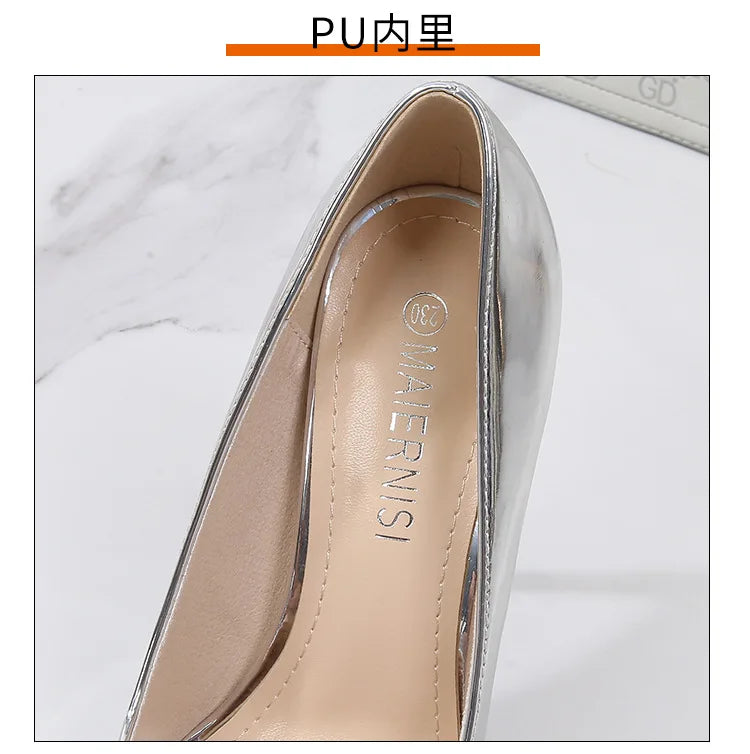 Stylish silver EtherealBe fashion career heels for women with a sleek design and comfortable fit