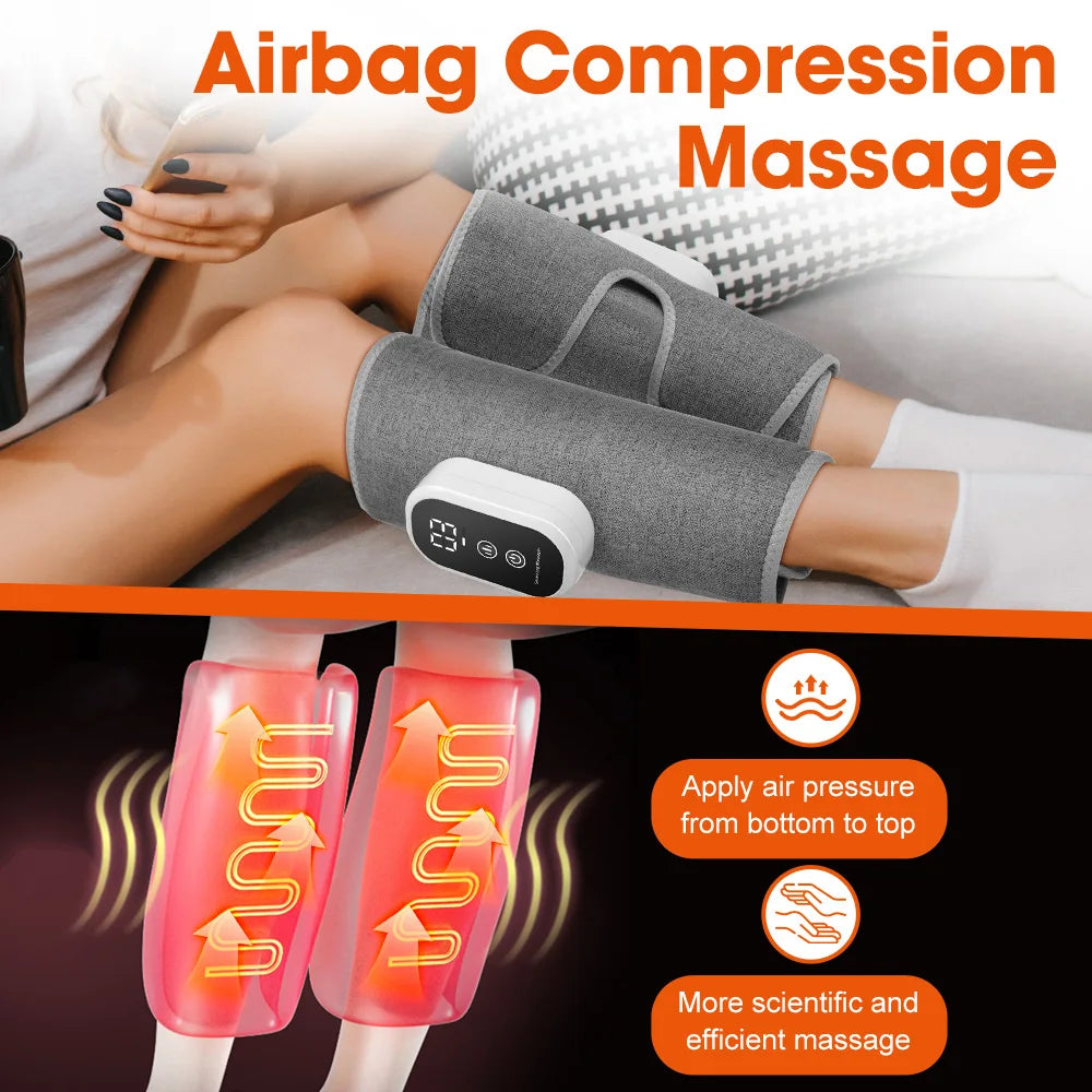 3 Gears 3 Modes Leg Calf Massager Cordless Air Pressure Massager for Fitness Office Gym Muscle Relaxation 15Min Timer