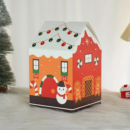 4pcs Christmas House Shape Candy Box Cartoon Merry Christmas Gift Packaging Chocolate Box Navidad 2025 New Year Party Kids Gifts