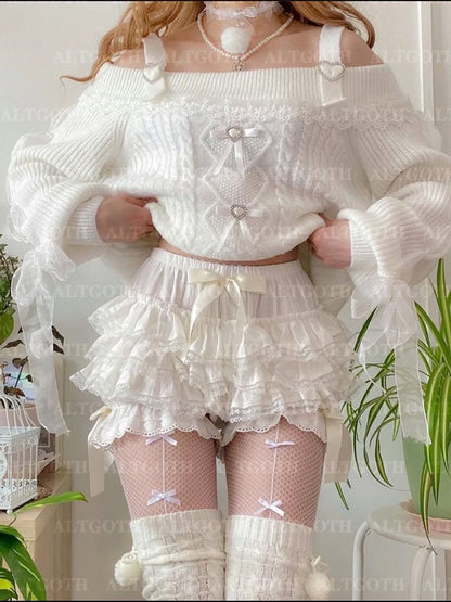 AltGoth Cute Jk Lolita Skirt Shorts Women Mall Goth Fairycore Grunge Streetwear Kawaii Bow Patchwork Cosplay Skirt Shorts Female