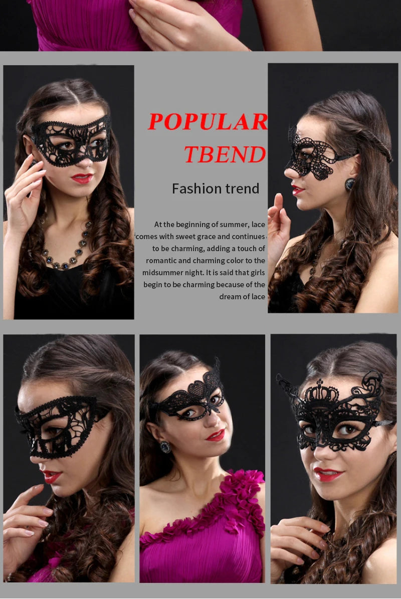 EtherealBe women's black lace masquerade mask featuring elegant designs for parties and events