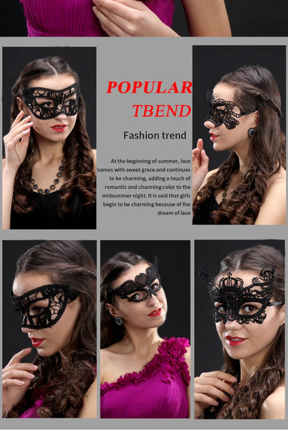 EtherealBe women's black lace masquerade mask featuring elegant designs for parties and events