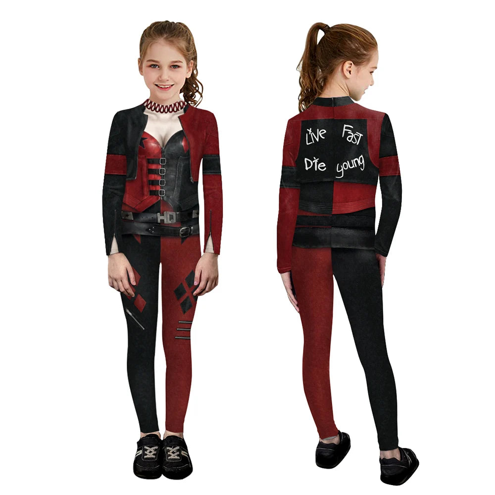 Zawaland Cosplay Costume Clown Women Printing Halloween Dress Up Matching Set Jumpsuits Carnival Party Dress Leggings Bodysuit