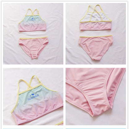 7-14Year Butterfly Print Child Bikini Set 2025 Girls Swimsuit Swimwear For Kids Summer Brazilian Teen Baby Swimming Suit Biquini