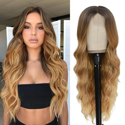 Tereshar Heat Resistant Synthetic Wig for Halloween Christmas Black Long Body Wave Lace Front Wigs for Black Women