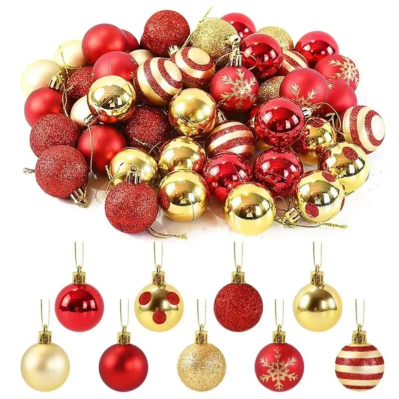 50Pcs/box 4cm Christmas Balls Ornament Xmas Tree Hanging Bauble Pendant Christmas Decoration for Home 2025 New Year Gifts