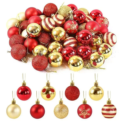50Pcs/box 4cm Christmas Balls Ornament Xmas Tree Hanging Bauble Pendant Christmas Decoration for Home 2025 New Year Gifts
