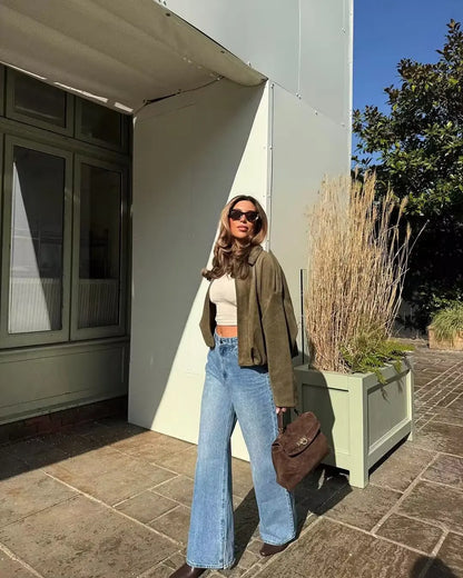 Women's 2025 new Jackets Autumn Fashion Loose Bat Sleeves Elegant Women's Jackets Chic Street Youth Autumn Long Sleeves Coats