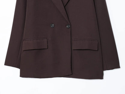 KONDALA Elegant Double Breasted Suit Women's Fall Commute Lapel Blazer Coat 2025 Spring Autumn Minimalist Office Lady Blazer