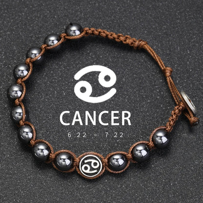 12 Constellation Bracelet Stainless Steel Accessories Handmade Bracelet 8mm Hematite Beads Men's and Women's Bracelet Jewelry