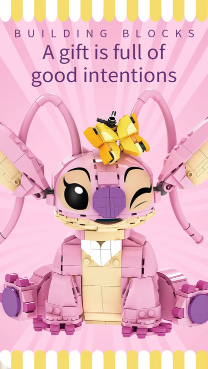 Disney Stitch Angel CP Building Blocks 2025-Large Piece Cartoon Toys Moving Ears Kids Assembly Birthday Gift for Boys Girls