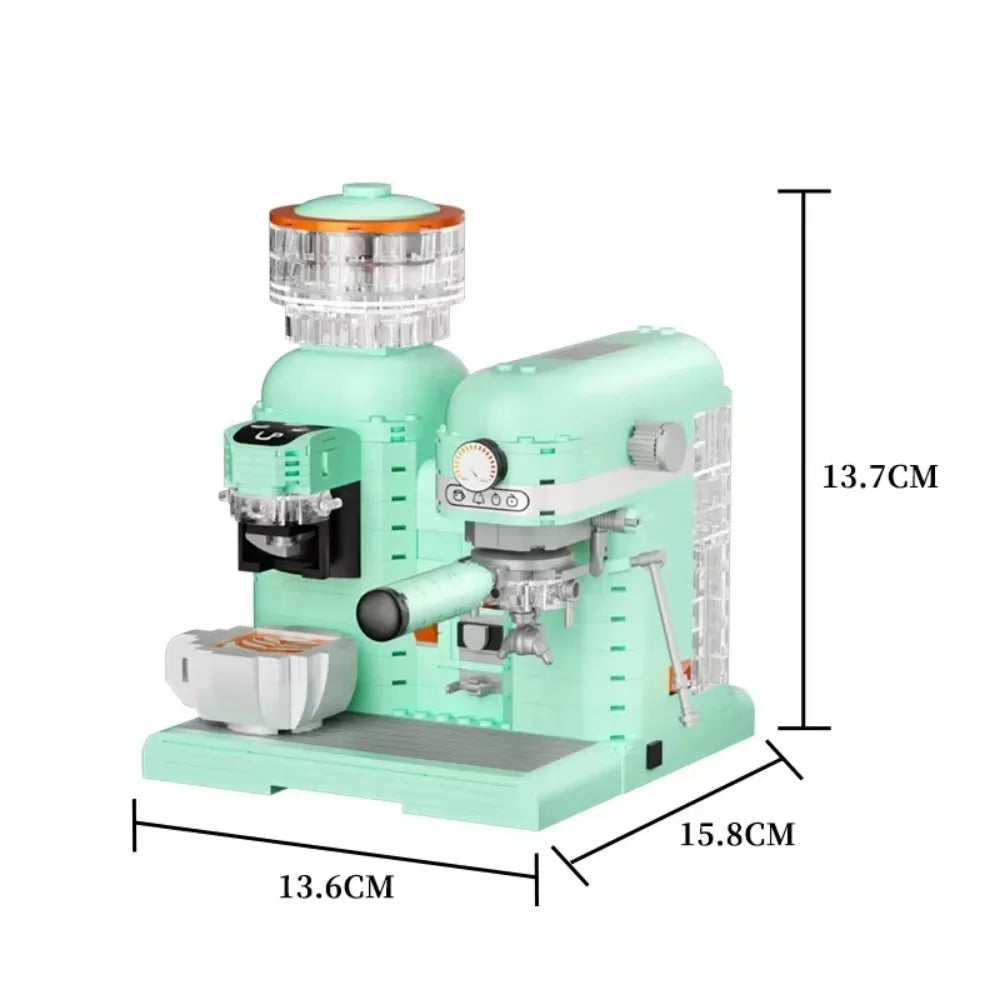 Classic Creative Coffee Machine Mini Diamond Model Building Blocks MOC Construction Bricks Collection Toy Children Xmas Gift
