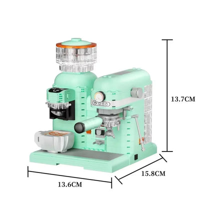 Classic Creative Coffee Machine Mini Diamond Model Building Blocks MOC Construction Bricks Collection Toy Children Xmas Gift