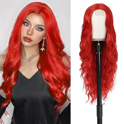 Tereshar Heat Resistant Synthetic Wig for Halloween Christmas Black Long Body Wave Lace Front Wigs for Black Women