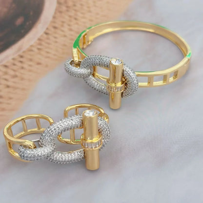 New waterproof cubic zirconia OT buckle women's bracelet exaggerated personality trend jewelry factory wholesale