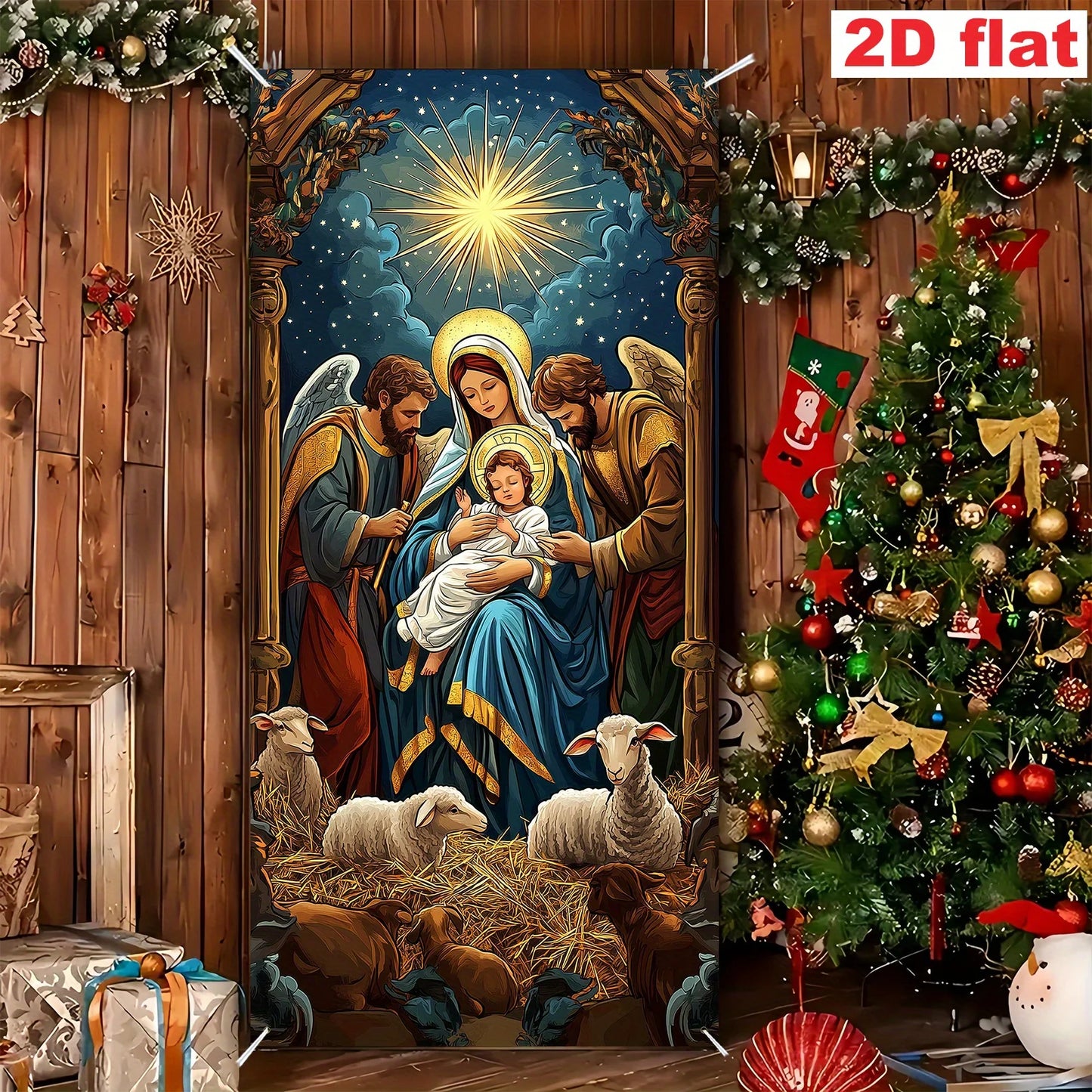 1pc religious Christmas scenes, including Maria, Joseph, young people, shepherds - indoor/outdoor decoration
