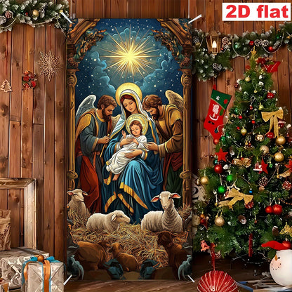 1pc religious Christmas scenes, including Maria, Joseph, young people, shepherds - indoor/outdoor decoration