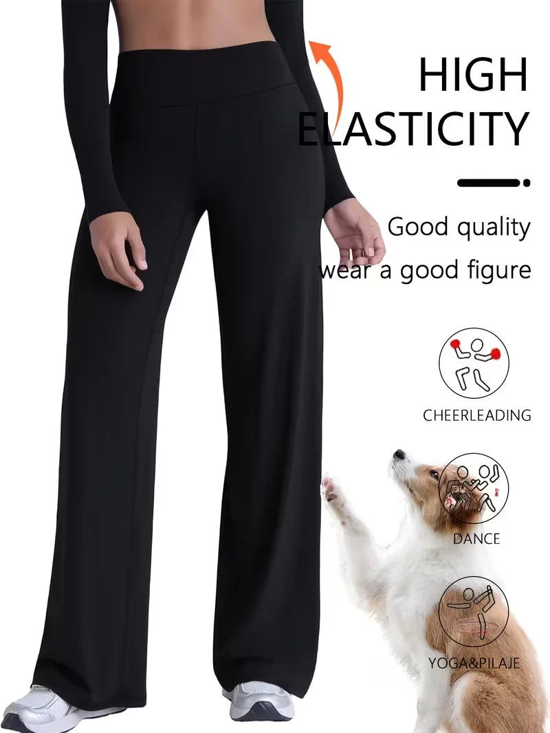 Women's Spring & Summer Wide-Leg Athletic Pants, High-Waisted Butt-Lifting Tummy-Control Yoga Pants,Plus Size Clothes,Jeans（New）