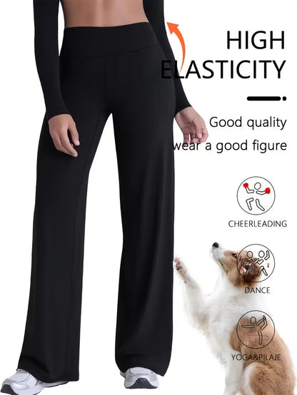 Women's Spring & Summer Wide-Leg Athletic Pants, High-Waisted Butt-Lifting Tummy-Control Yoga Pants,Plus Size Clothes,Jeans（New）