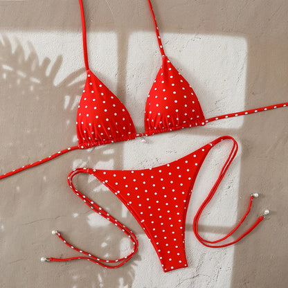 Trend Bikinis 2026 Women's Swimsuit Sexy Pearl Micro Bikinis Sets Dot Print Female Swimwear for Woman Bathing Suits Beachwear