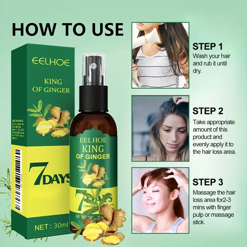 1/2/3pcs Ginger Hair Growth Serum Prevent Hair Loss Scalp Treatment Thicker Longer Hair for Accelerate Growth Massage Hair Oil