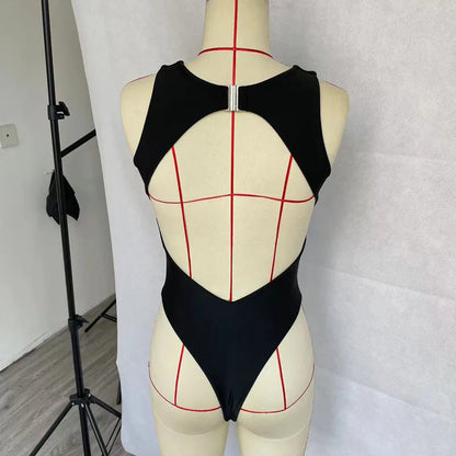 BEACHCICI Women's Bikini One Piece Summer Sexy  Simple Hollow Out Tank Round Neck Beach Holiday Swimwear