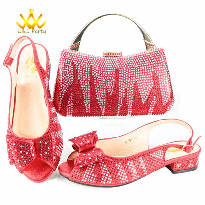 EtherealBe Gold Rhinestone Fashionable shoes and bag set