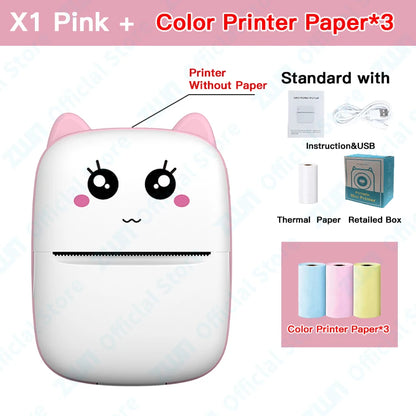 ZWN Portable Bluetooth Mini Printer Mobile Phone Photo Title Note Print Pocket Student Error Label Printer for Children's Gifts